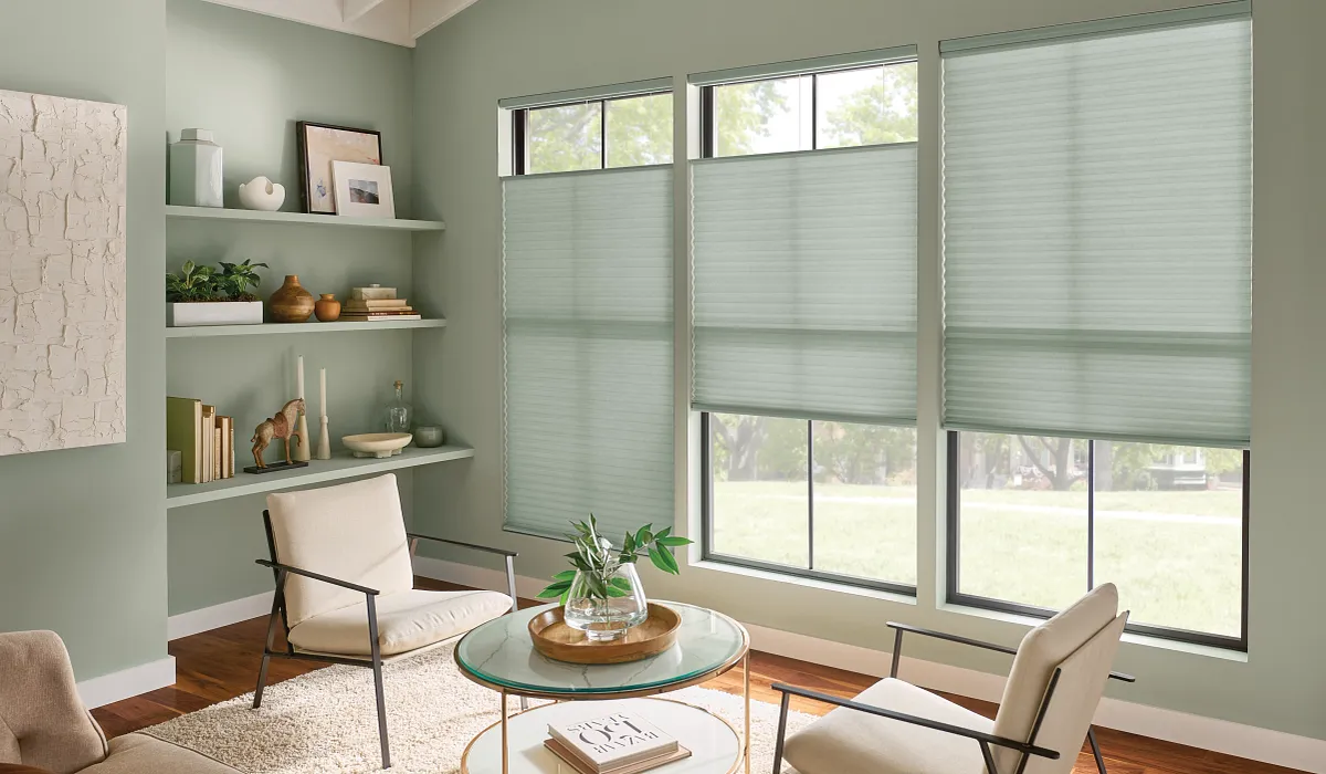 Graber custom shades installed in a Long Island living room